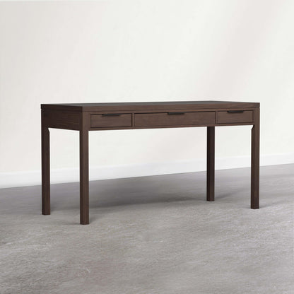 SIMPLIHOME Hollander Desk - 60 Inch Wide Solid Wood Writing Desk in Dark Brown Walnut, Contemporary Home Office Computer Table for Workspace or Study with 2 Drawers and Flip-Down Keyboard Tray
