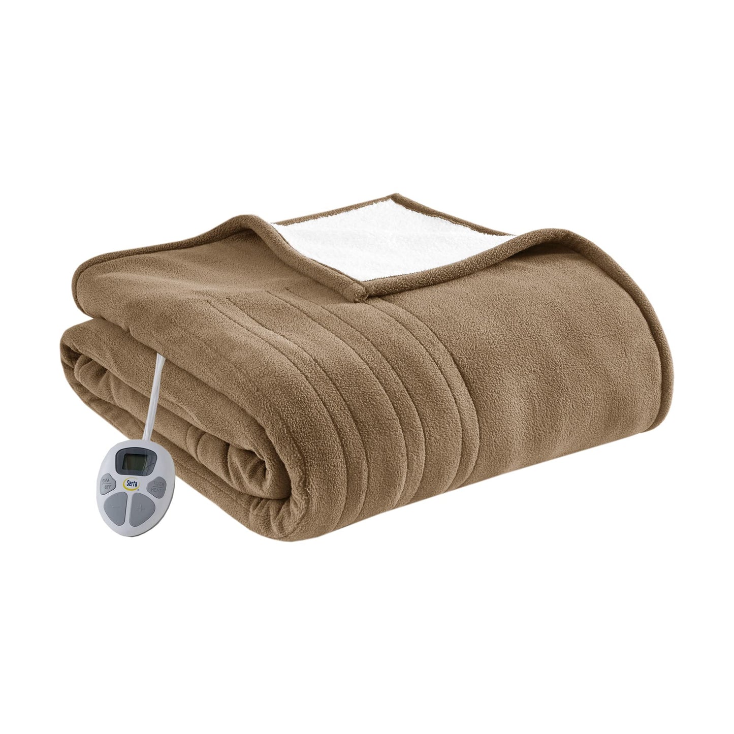 Serta Heated Blanket - Reversible Fleece to Sherpa Electric Blanket, Fast Heating, Auto Shut Off Timer, Multi Heat Setting, ETL Certified, Machine Washable, Grey Full 84"x 77"