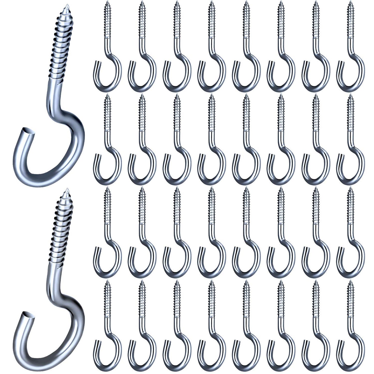 Mudder Christmas Lights Hanger Screw Hooks, Outdoor String Ceiling Wire and Fairy Lights for New Year Party (Silver, 30