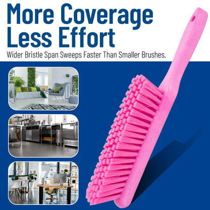 SPARTA 8 Inch Soft Counter Brush with Polyester Bristles and 5 Inch Handle, Color Coded Handheld Broom for Tables Countertops and Foodservice Surfaces, 13 Inch Overall Length, Pink