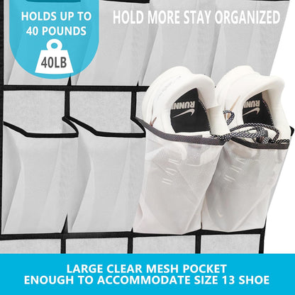ZKXNBXX 24 ZHXNBXX Over The Door Shoe Organizers with Mesh Pockets Shoe Organizer Storage Hanging SimpleHouseware Shoe