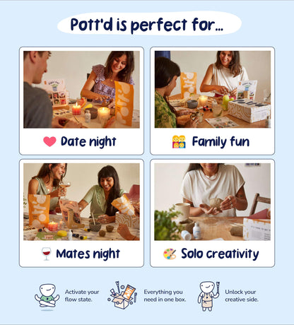 Pott'd Air Dry Clay for Adults. Beginners Home Pottery Kit for Adults. DIY Crafts Includes: Air-Dry Clay, Tools, Paints, Brushes, Sealant, Guides