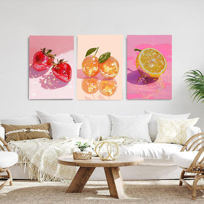 RYMILIE 3 Packs Fruit Diamond Art Kits for Adults, Cute Diamond Art Kits for Beginners-DIY 5D Gem Painting Kit for Home Wall Decor Gifts 【11.8x15.7inch】