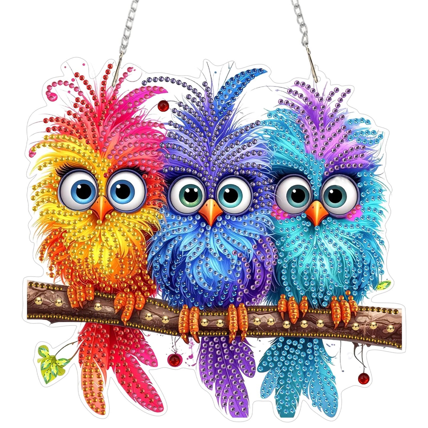 SENQAO Bird Diamond Art Hanging Kits for Adults Kids, Double Sided DIY Acrylic Diamond Art Painting Window Pendants Home Garden Wall Hanging Kits Hanging Ornament