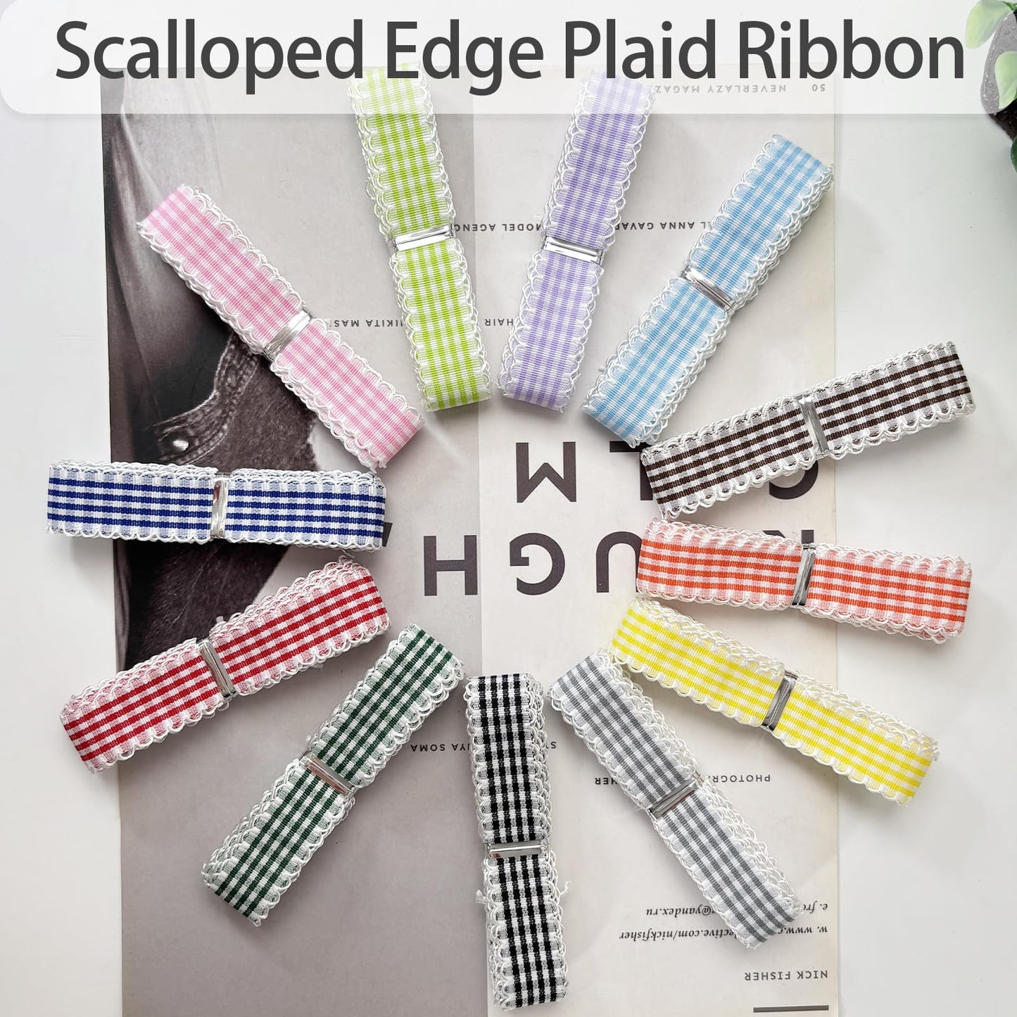 PQZKLDP Gingham Plaid Ribbon - 5/8" x24 Yards 100% Polyester Checked Ribbon for Gift Wrapping, Flower Bouquets, Wreaths - Christmas Home & Party Decor Craft Ribbon (Mixed)