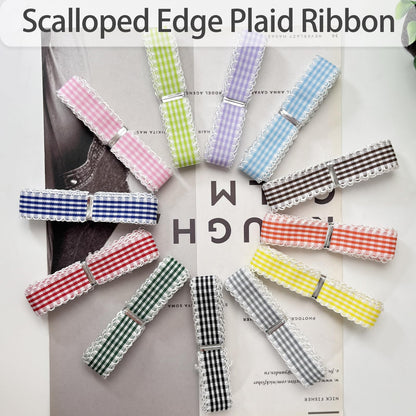 PQZKLDP Gingham Plaid Ribbon - 5/8" x24 Yards 100% Polyester Checked Ribbon for Gift Wrapping, Flower Bouquets, Wreaths - Christmas Home & Party Decor Craft Ribbon (Mixed)