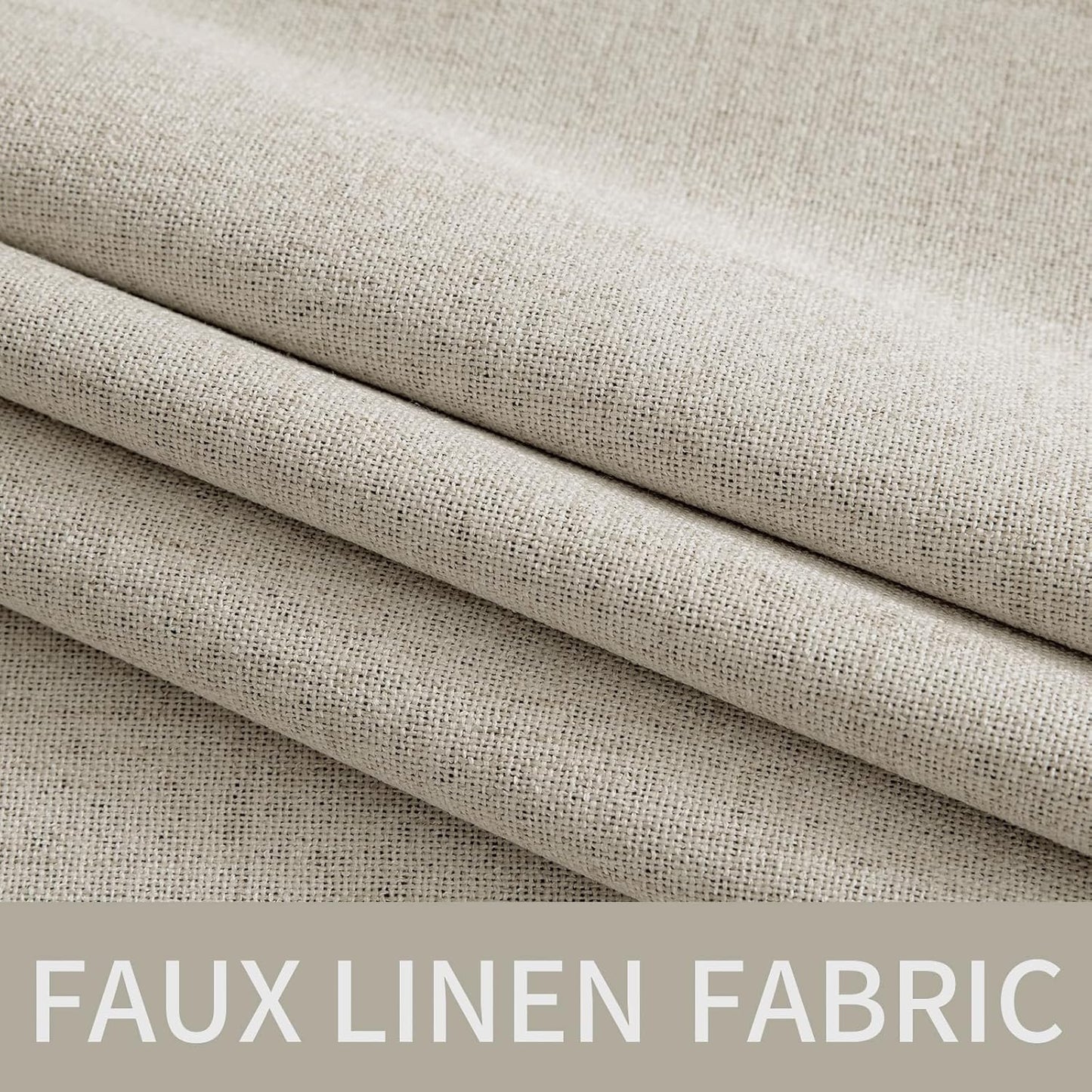 MIULEE 100% Blackout Linen Curtains - Thermal Insulated Cobblestone Grommet Drapes | 52 x 96 Inch (2 Panels)