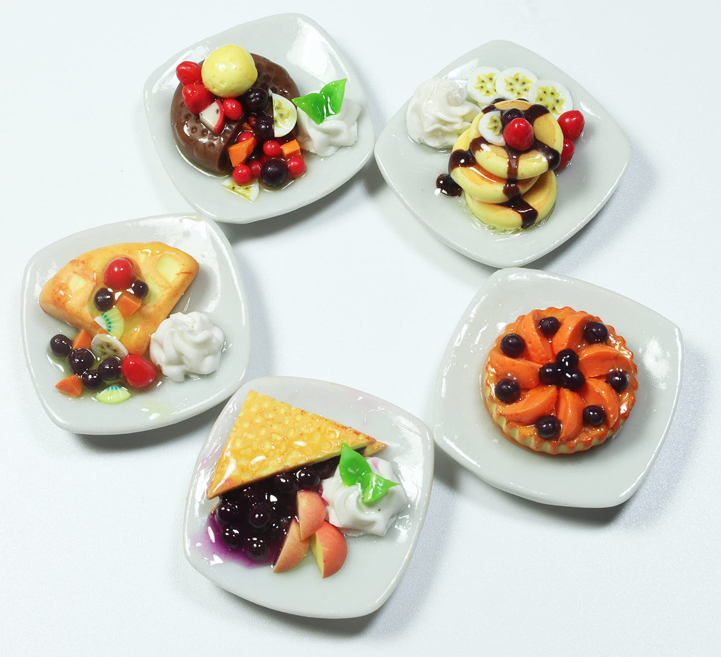 ThaiHonest 5 Dollhouse Miniatures Pancake, Pie and Waffles Food Supply Handcrafted,Tiny Food