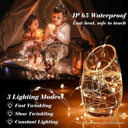 24 Pack 7ft 20 3 ZGWJ Halloween Fairy Lights Battery Operated, Mini LED Halloween Fairy String Lights Silver Wire Modes