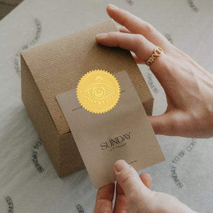 CRASPIRE 2 Inch Gold Embossed Envelope Seals Stickers Evil Eye 100pcs Round Adhesive Embossed Foil Seals Stickers Envelope Label for Wedding Invitations Party Gift Packaging Greeting Card