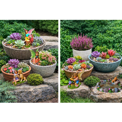 Mood Lab Miniature Garden Decor - Decorative Resin Pond Statues (5 pcs) - Indoor & Outdoor Display