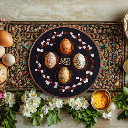 Vicenpal Greek Orthodox Easter Egg Holder Wooden Decorative Easter Egg Display Stand with Xb Embroidery Floral Pascha Patch Serving Tray Greek Pedestal Ukrainian Religious Gift for Orthodox Home Decor