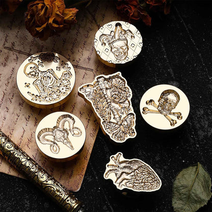 Ychostamp Halloween Wax Seal Stamp - Heart Sealing Wax Stamp, 3D Cardiovascular Specimen Brass Seal for Halloween Wedding Invitation Card, Envelopes, Gift Decoration