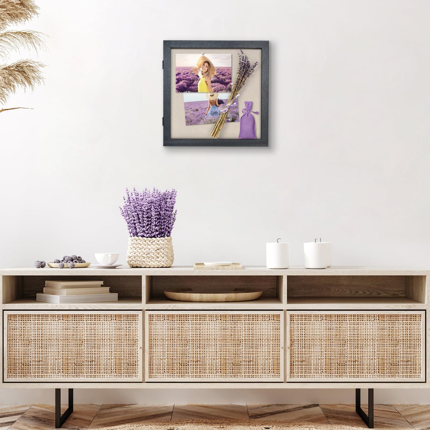 Americanflat Front Opening 11x11 Shadow Box Frame with Shatter-Resistant Glass - Silhouette Collection - Shadow Box Display Case for Tabletop and Wall Display - Black