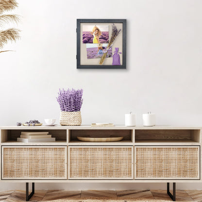 Americanflat Front Opening 11x11 Shadow Box Frame with Shatter-Resistant Glass - Silhouette Collection - Shadow Box Display Case for Tabletop and Wall Display - Black