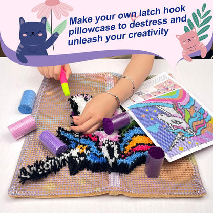 veirousa Blue Butterfly Latch Hook Kit for Adults Beginners, Pre-Printed Latch Hook Rug Kit, DIY Carpet Making Set for Home Wall Hanging Art Decoration 20x15 Inch