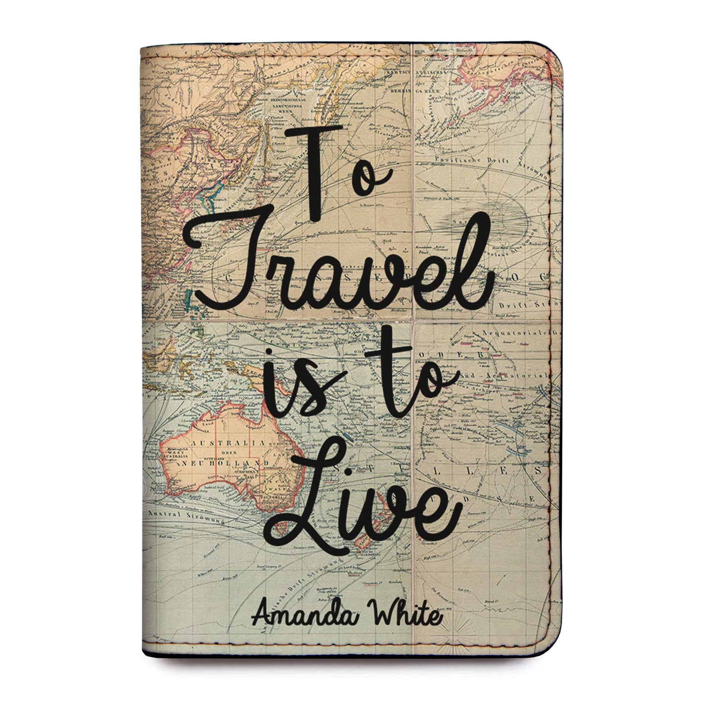 Personalized Passport Holder Travel Wallet PU Leather Vaccine Case Protector Cover Credit Card Slots RFID Blocking Customized for Women and Men Cute