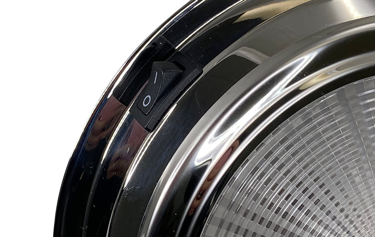 Pactrade Marine Dome Light 12V - 4-Inch Lens, Cool White LED | Stainless Steel Boat Light with Built-In Rocker Switch, Surface Mount | RV, Trailer, Boat Interior Lights, Marine Lights