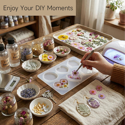 CONVELIFE Dried Pressed Flowers Real Natural - Mixed Colors Flat Pressed Flowers for Resin, Crafts, Candle Making, DIY Art Supplies (75Pcs Dried Flowers)