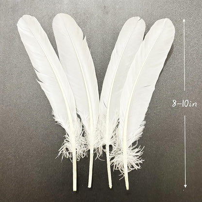 White Feathers 8-10inch,50PCS 21-25cm Bulk Feather for Crafts,Natural Long Goose Feather,for Wedding Dress and Party Costumes Decoration,DIY Fabricating Handicraft Article