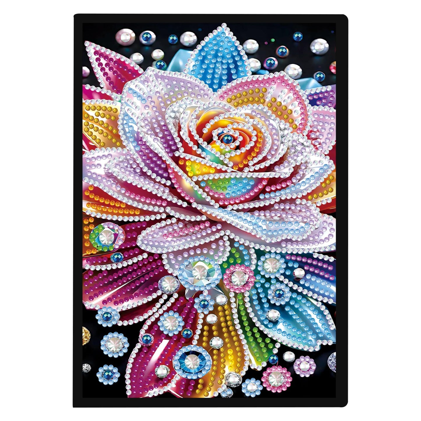 JISHSHAY Flower Diamond Art Notebook Journal Flower Diamond Painting Note Book Gem Art Sketchbook Mosaic Kits for Adults Diary Gem Painting Leather Journal Blank Notebook with Special Shaped Drills A5