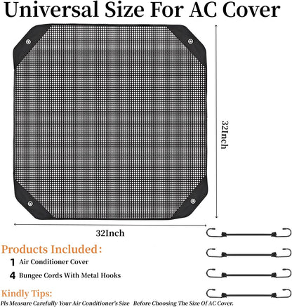 Durable Central Air Conditioner Cover for Outside Units 32 x 32, Leaf Guard Mesh AC Cover Defender Outdoor (32" x 32")