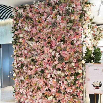 JIIPOREGJ Wedding Background Backdrop Panels 3D Flower Wall Panel Artificial Silk Flowers Mat Wall for Wall Decor DIY Centerpieces Arrangements Party Home,2x2m
