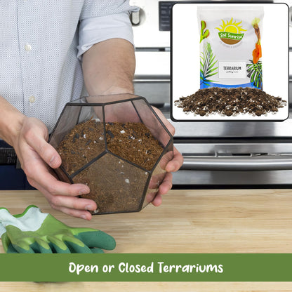 Soil Sunrise Terrarium Potting Soil Mix (4 Quarts) w/Blended Filtering Charcoal Custom Made for Terrariums