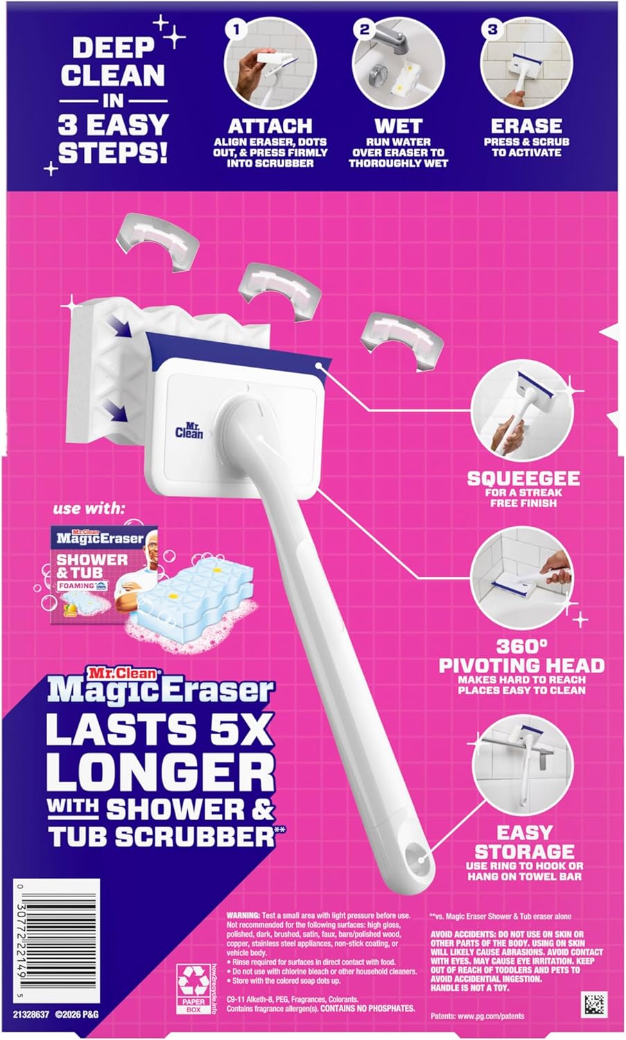 Mr. Clean Magic Eraser - All-in-One Bathroom Cleaner Kit | 1 Scrubber & 2 Foaming Erasers, Lemon Scent