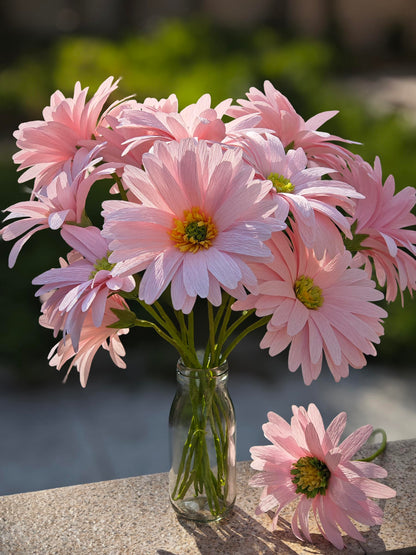 Pink Daisy for Home Decor Events DIY Crepe Paper Flower Bouquet Making Kit Complete Craft Materials for Floral Art 12 Qty