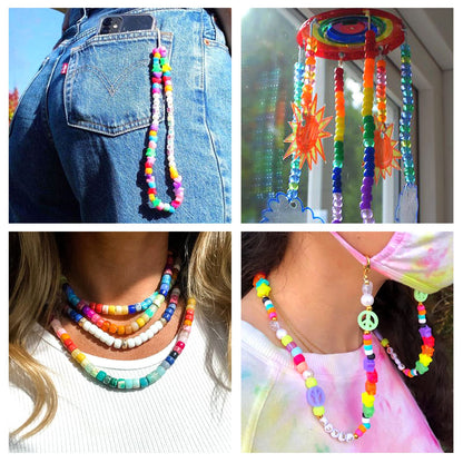 Quefe 48 Colors Bracelet Making Kit Pony Beads 4000pcs Kandi Beads for Friendship Bracelet Making Kit 2400 Plastic Rainbow Bulk and 1600 Letter Beads for Keychains Craft Jewelry Necklace