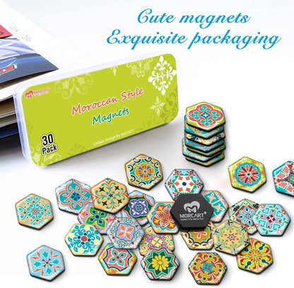 MORCART 30PCS Hexagon Fridge Magnets, Cute Decorative Magnets for Refrigerator and Office Gift