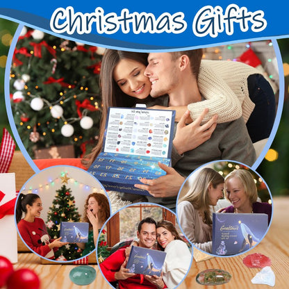 MAIBAOTA Crystal Advent Calendar 2025-24 Day Christmas Countdown Calendars for Adult Teens - Geographic Gemstone Rocks and Minerals Collection - Natural Crystals and Healing Stones