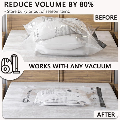 Skiennix Vacuum Storage Bags - Compression Packing Space Saver for Clothing & Bedding | 8 Medium Bags
