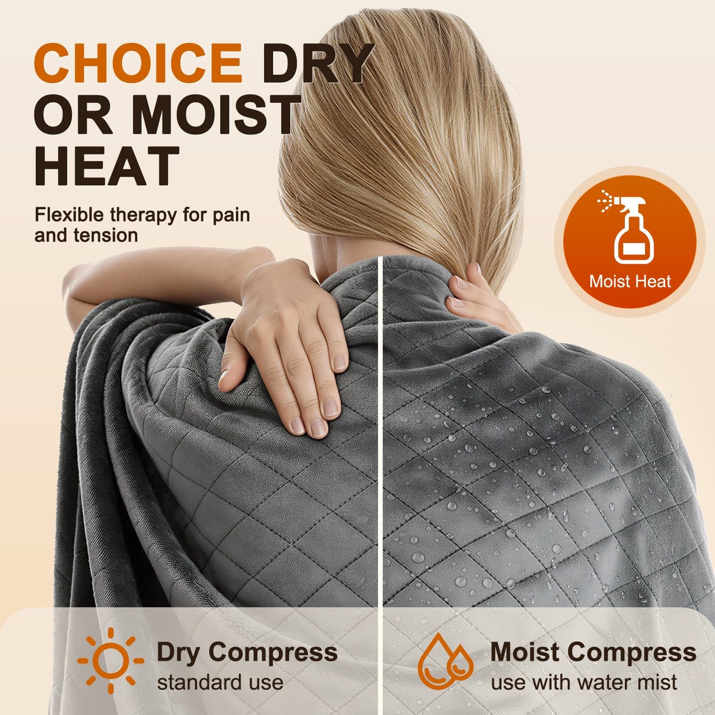 Electric Heating Pad for Period Cramps - 35"x20" XL Large Heated Pads for Back, Neck, Shoulder & Legs Pain Relief, Moist Heat Option, Machine Washable, 6 Heat Settings, Auto Shut Off, Soft Velvet