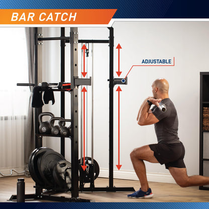 Marcy Olympic Strength Training Power Tower, Cage with Pulley Home Gym System SM-3551AMZ
