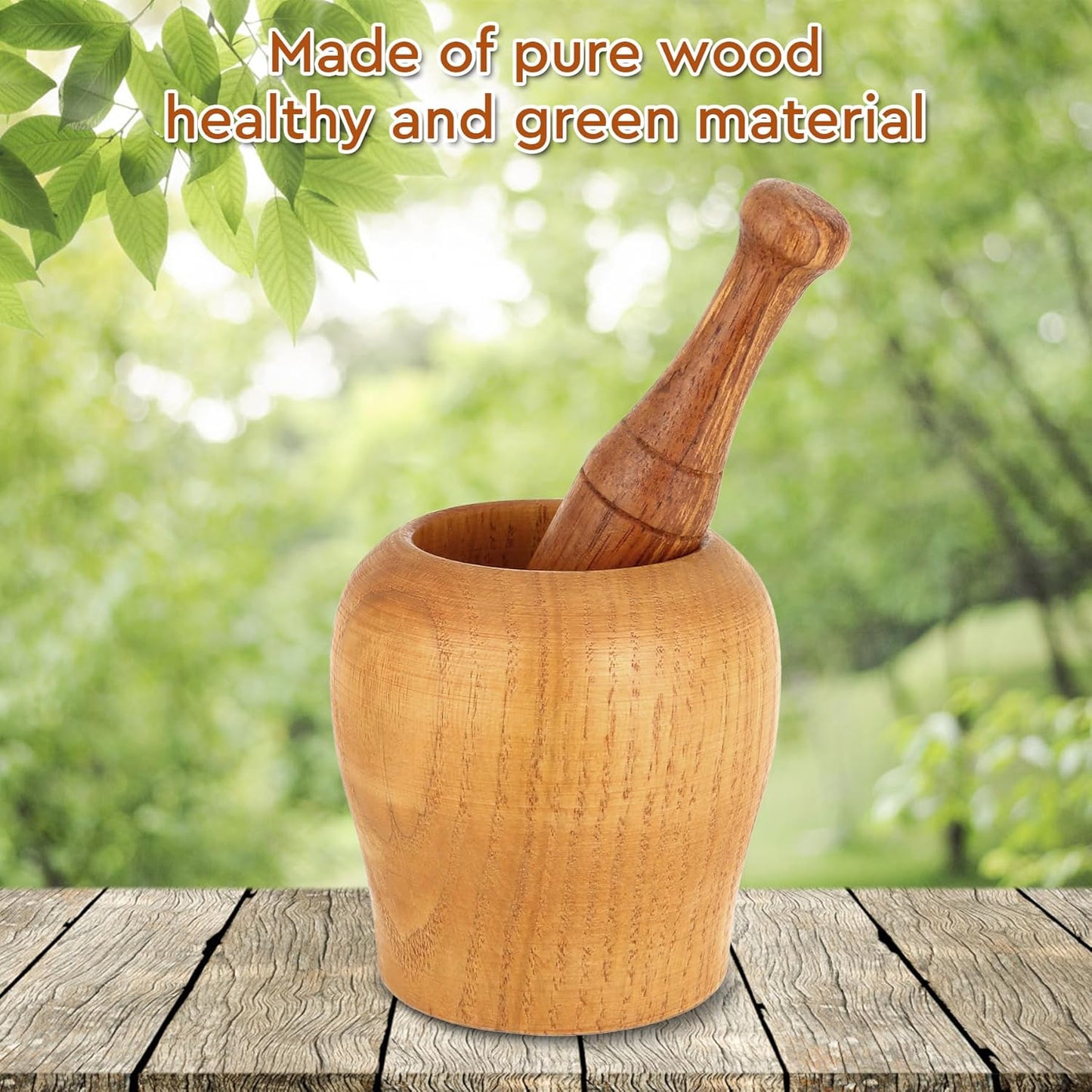 Handmade Acacia Wood Mortar and Pestle - Ideal for Spices, Herbs, Garlic, and Kitchen Essentials