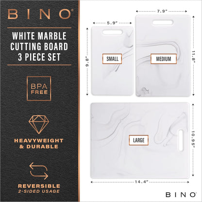 BINO 3-Piece Cutting Board Set, BPA-Free Plastic, Durable, Multipurpose, Dual-Sided, Dishwasher Safe
