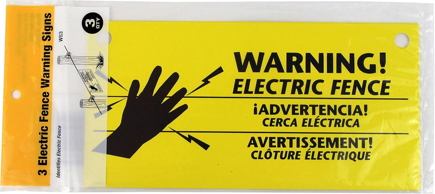 Zareba 680828 WS3 3-Pack Electric Fence Warning Signs