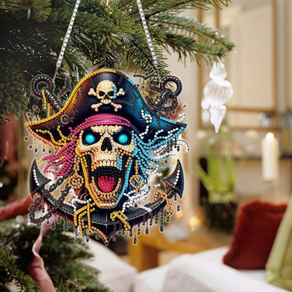Auremi Pirates Diamond Art Pendant Kits,5D Skulls Diamond Art Diamond Painting Hanging Kits,DIY Special Shaped Diamonds Painting Suncatcher Pendant Kit for Adults for Gift Wall Home Decor