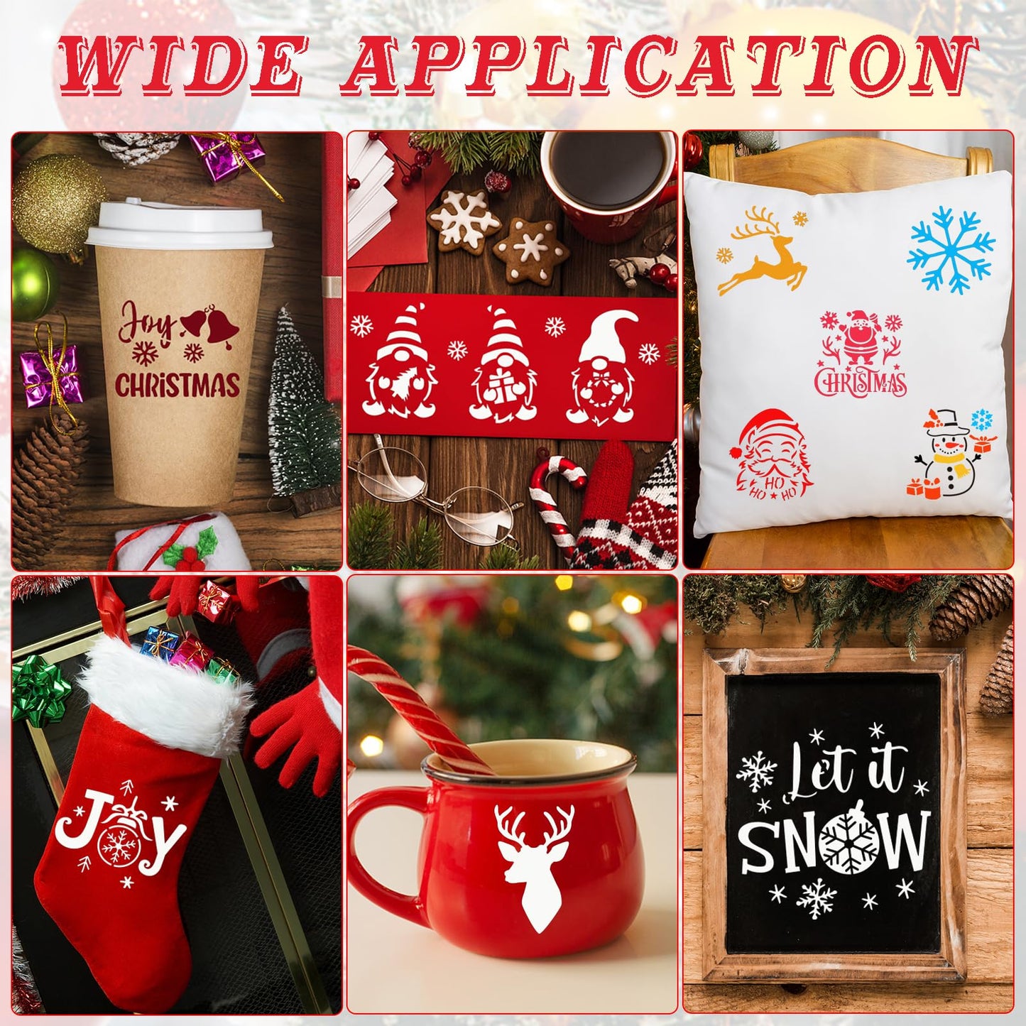 DZXCYZ 80 Pcs 4 x 4 Inch Christmas Stencils for Painting on Wood, Reusable Merry Christmas Ornament Snowflakes Holiday Stencils DIY Craft Template Set for Wall Rock Home Decor