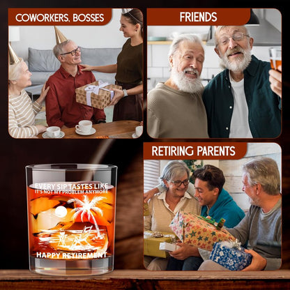 AXIARA Funny Retirement Gifts for Men Women - 11 oz Engraved Crystal Whiskey Glass - Going Away Goodbye Farewell Gifts for Coworkers Boss, Retirement Gift for Friends Dad Grandpa Woman