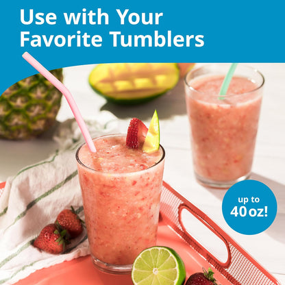 8 Reusable Silicone Smoothie Straws and Cleaning Brush, 30oz - 20oz Tumblers Compatible, Dishwasher Safe