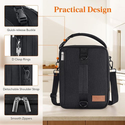 Lifewit Insulated Lunch Box - Expandable Cooler Bag with 2 Ice Packs | 8.2L Black for Work & Travel