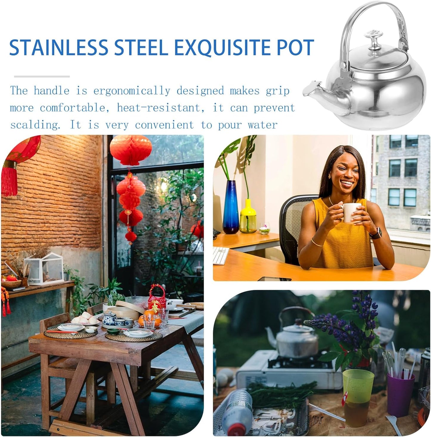 Luxshiny Stainless Steel Tea Pots with Infuser, Whistling Tea Kettle Stovetop for Fast Boiling Water
