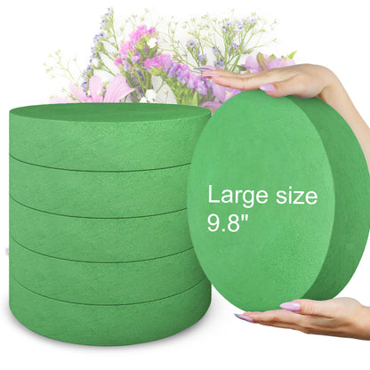 Max Shape 6 Pcs Floral Foam Round Blocks, Large Wet and Dry Green Foam for Artificial and Fresh Flower Arrangement,Flower Foam Blocks for Wedding Party Decorations (9.8 Inch)