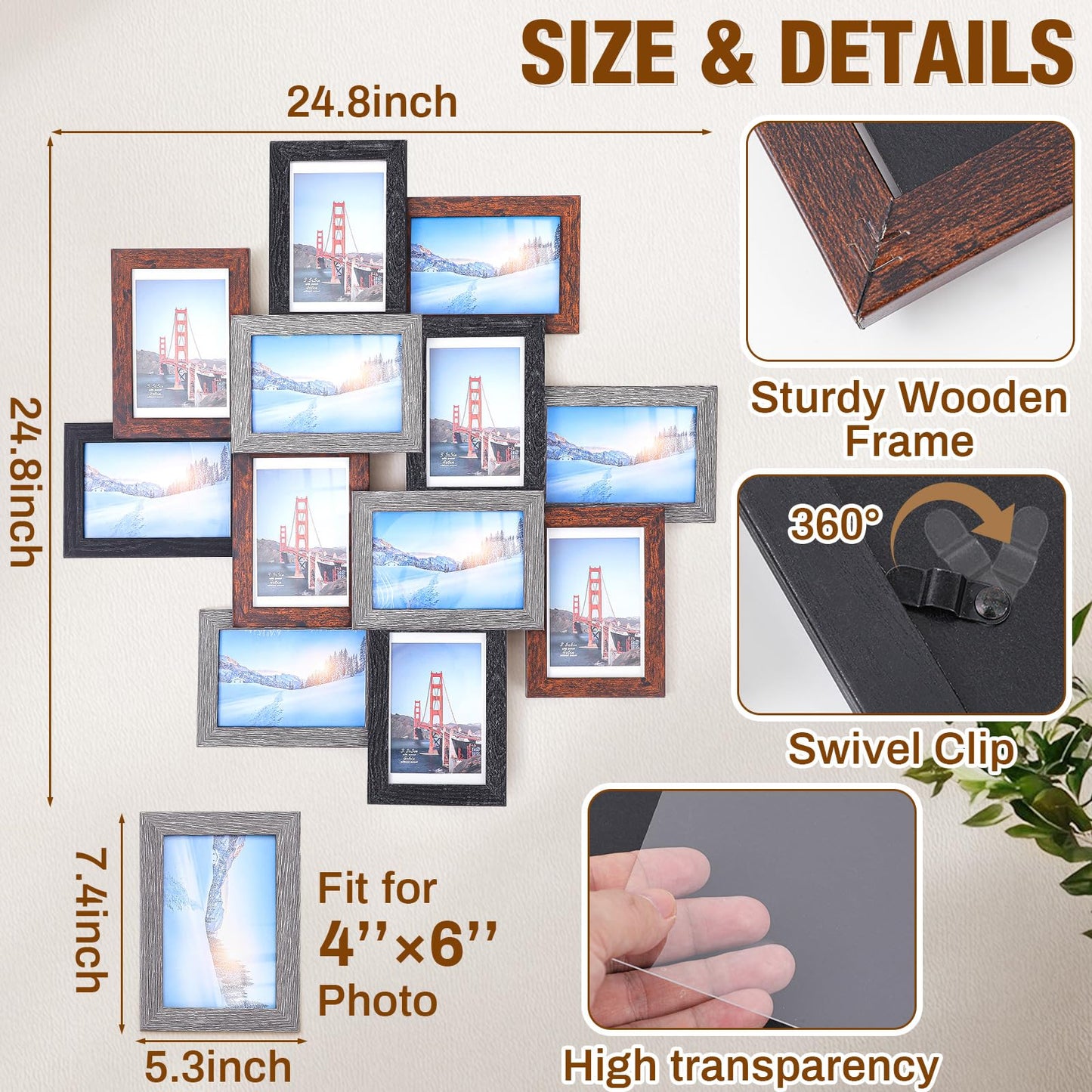 Marsui 12 Pack 4x6 Collage Picture Frames Set, Multi Family Photo Frames for Wall Decor for Farmhouse Living Room Gallery Office Hanging Display, Housewarming Birthday Wedding Valentine's Day Gifts