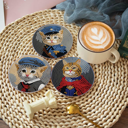 Dlylust 8 PCS Cat Diamond Art Coasters Kits, Diamond Painting Coasters with Holder Set of 8, DIY Drink Art Crafts Supplies for Adults Cup Mat House Warming Gifts Non-Slip 3.9inch