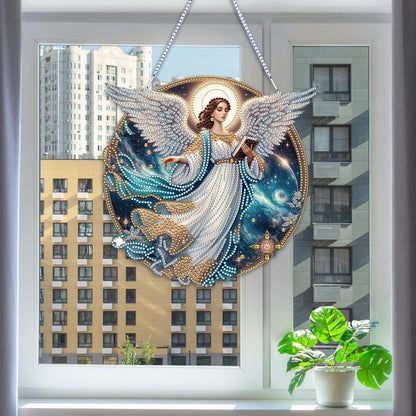 ARTopet DIY Diamond Pendant Ornament - Special Shaped Crystal Art Painting - Hanging Single Sided Ornament for Home Garden Wall Door Decor - Angel