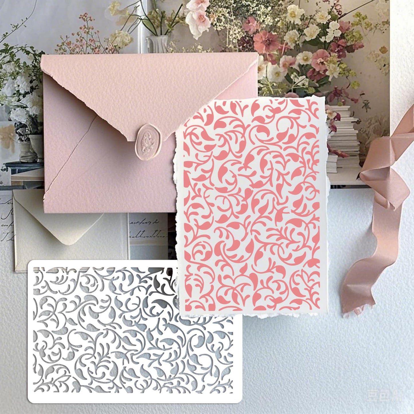19pcs Stencils for Crafts Reusable Musical Notes Brick Branches Floral Texture Dot Background Template Drawing Layering Stencils for Painting on Wood Scrapbook Furniture Paper Card Decor(crafts19)